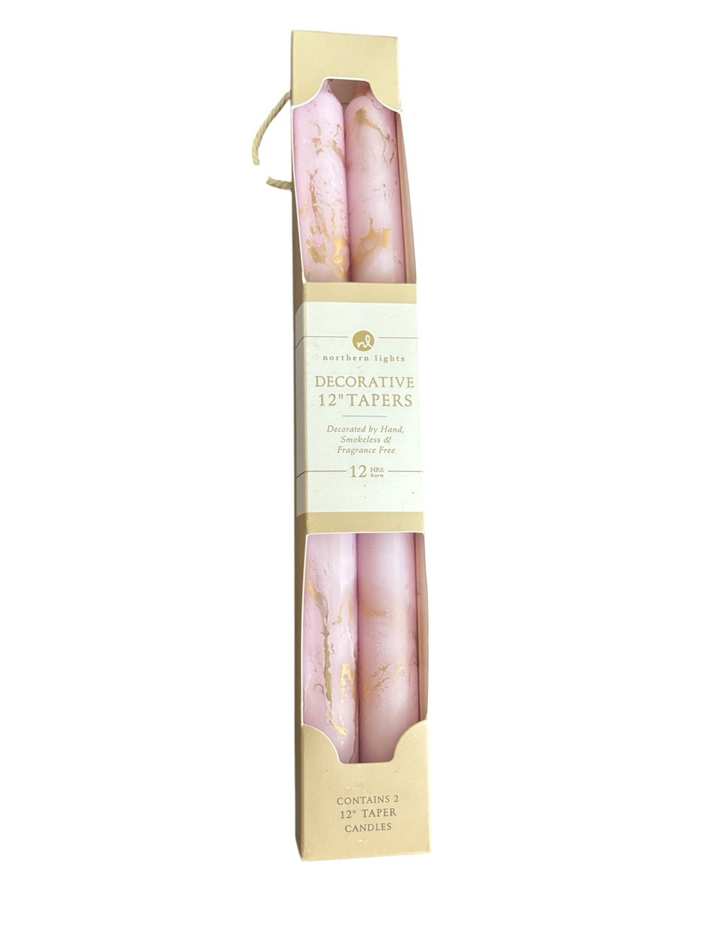 Northern Lights Decorative Set 2 12” Taper Candles Petal Gold Smokeless Germany